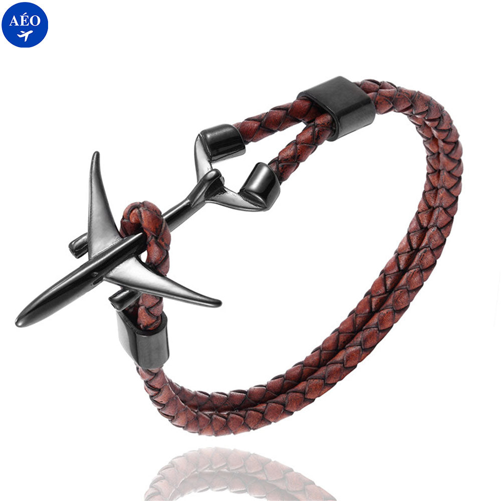 Aéo - Bracelet Avion Cordon En Cuir