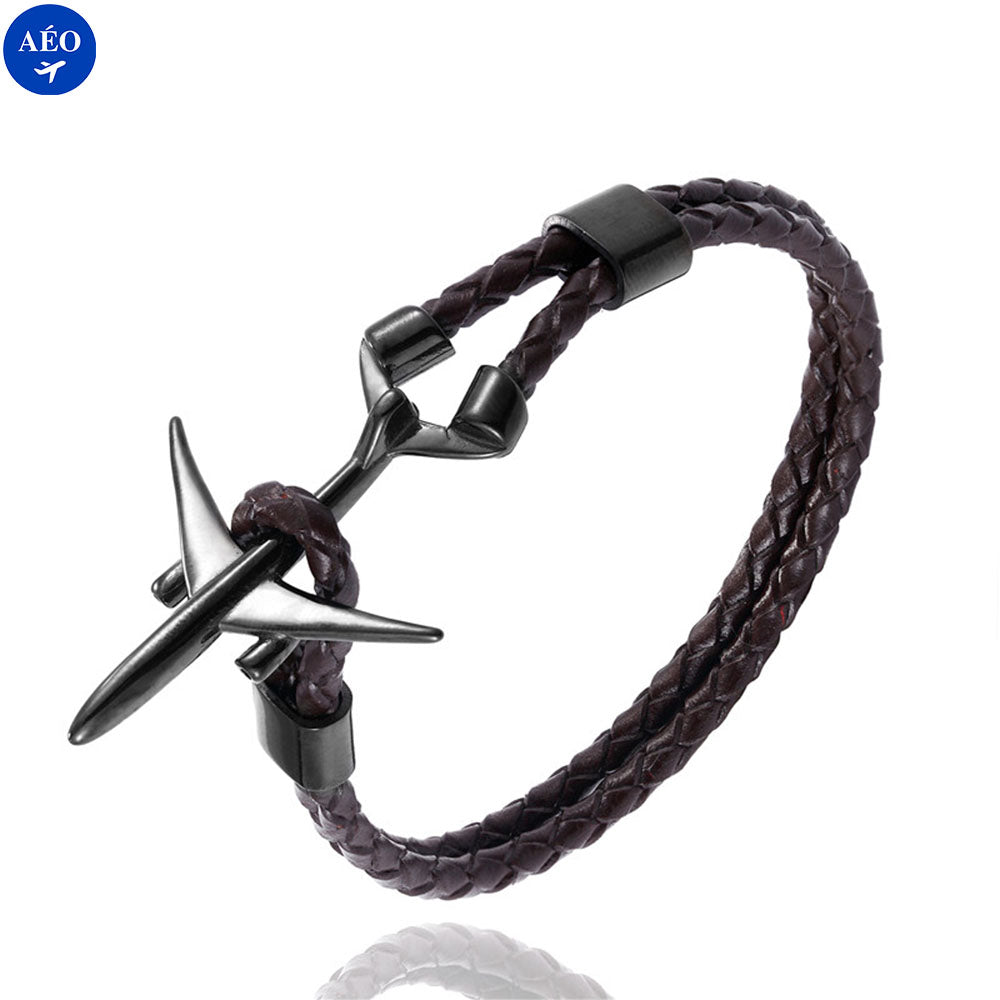 Aéo - Bracelet Avion Cordon En Cuir