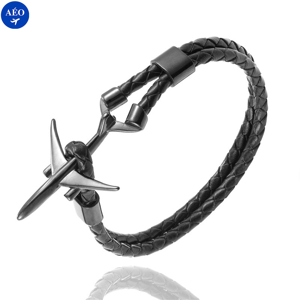 Aéo - Bracelet Avion Cordon En Cuir