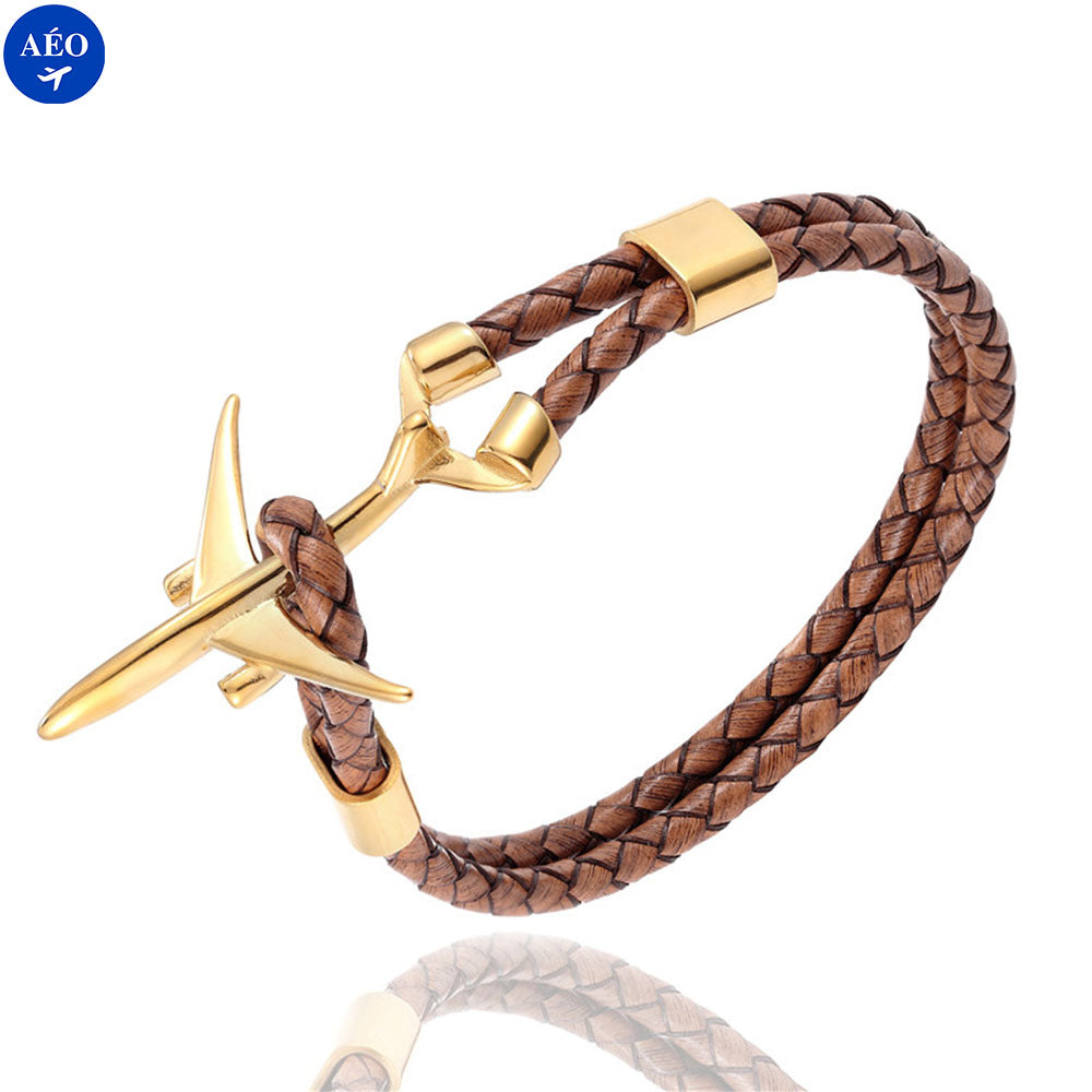 Aéo - Bracelet Avion Cordon En Cuir