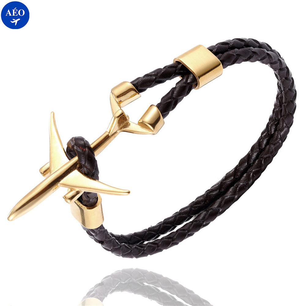 Aéo - Bracelet Avion Cordon En Cuir