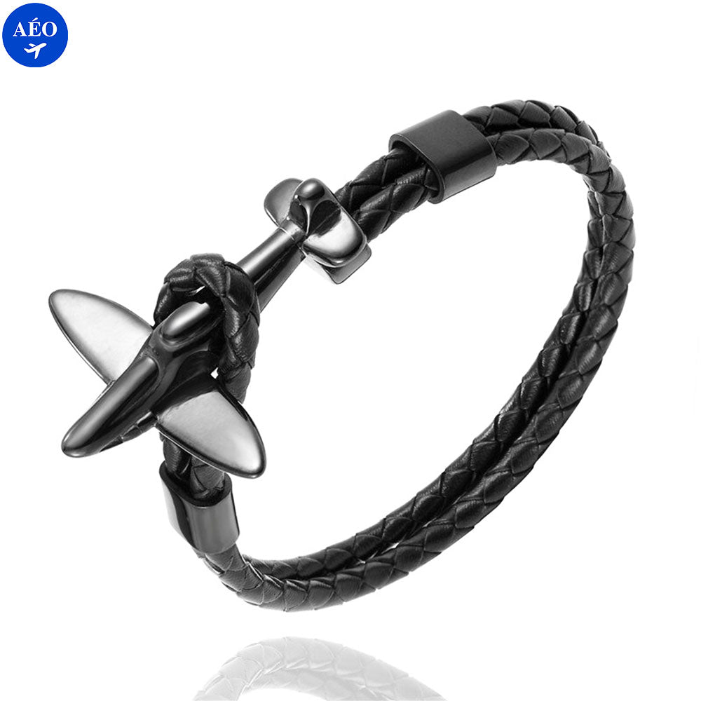 Aéo - Bracelet Avion Rétro En Cuir