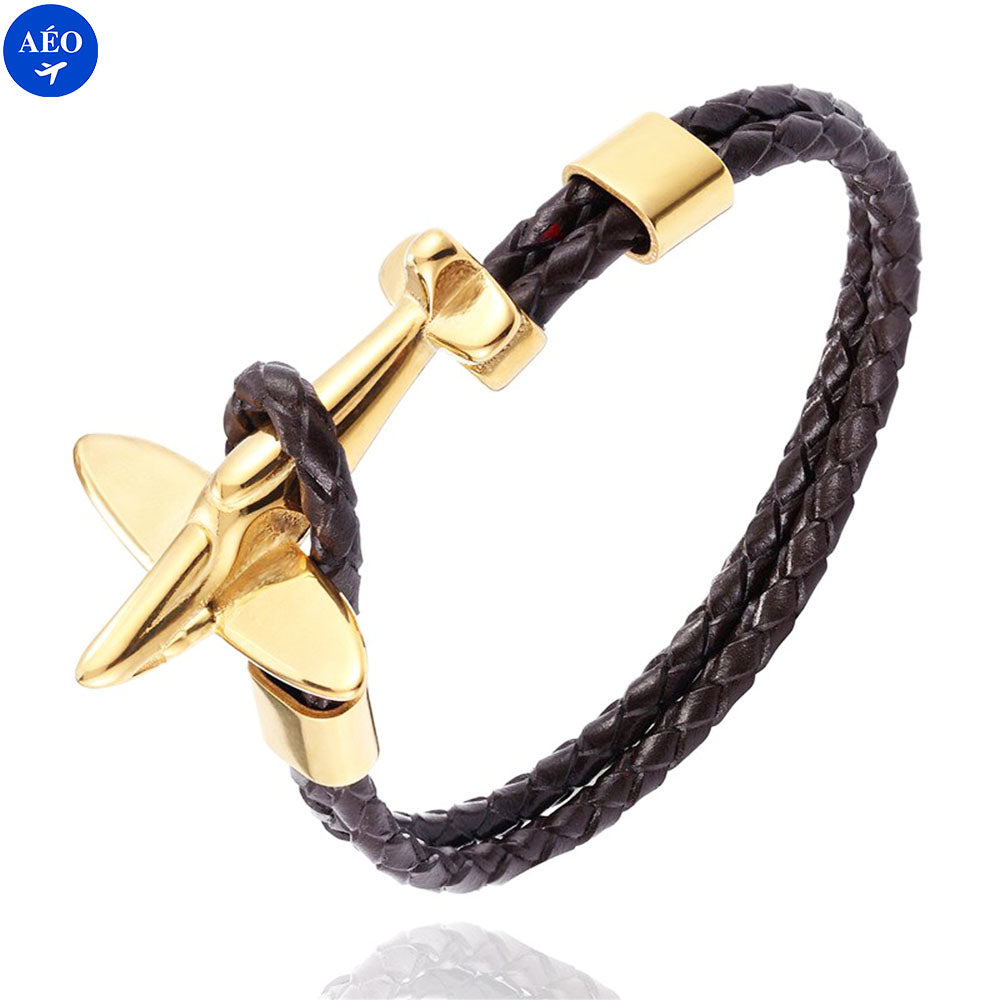 Aéo - Bracelet Avion Rétro En Cuir