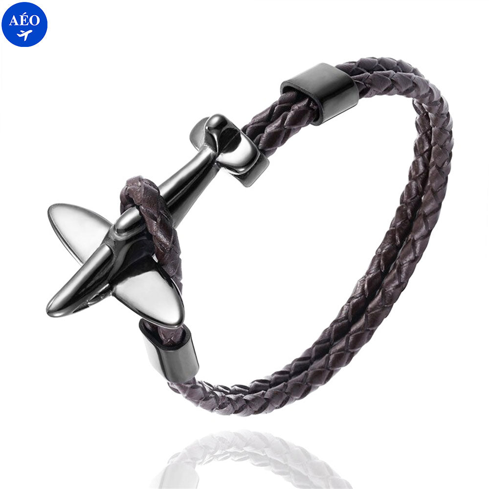 Aéo - Bracelet Avion Rétro En Cuir