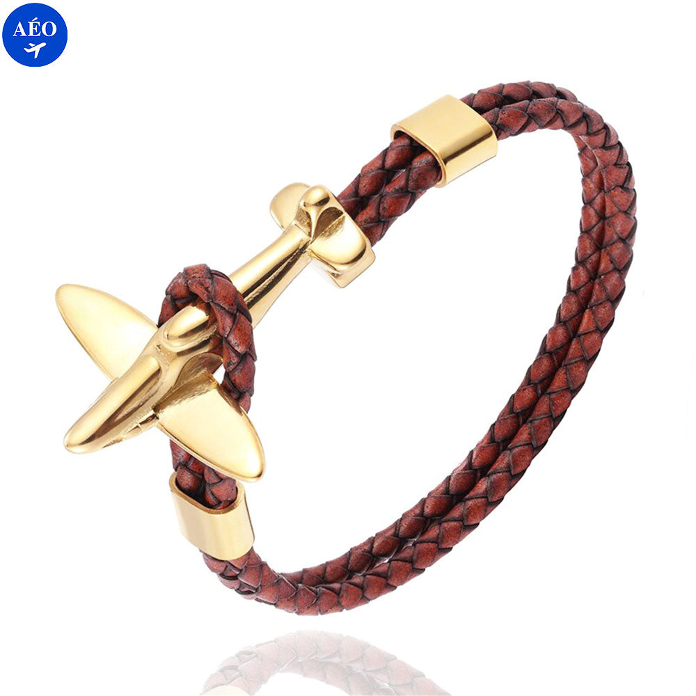 Aéo - Bracelet Avion Rétro En Cuir