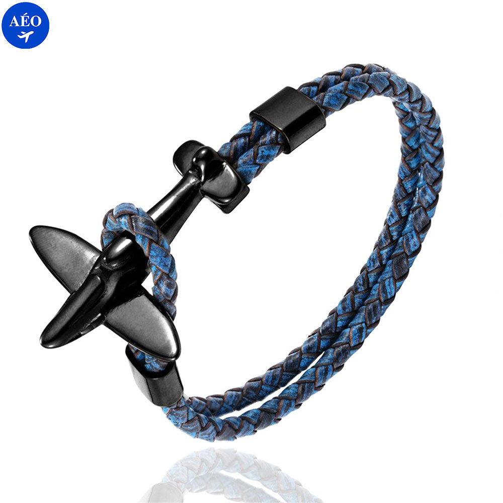 Aéo - Bracelet Avion Rétro En Cuir