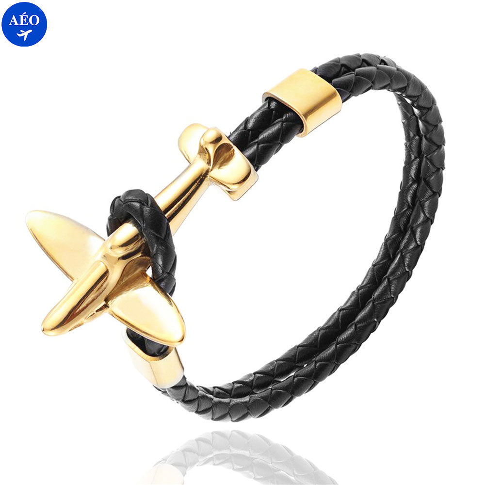 Aéo - Bracelet Avion Rétro En Cuir