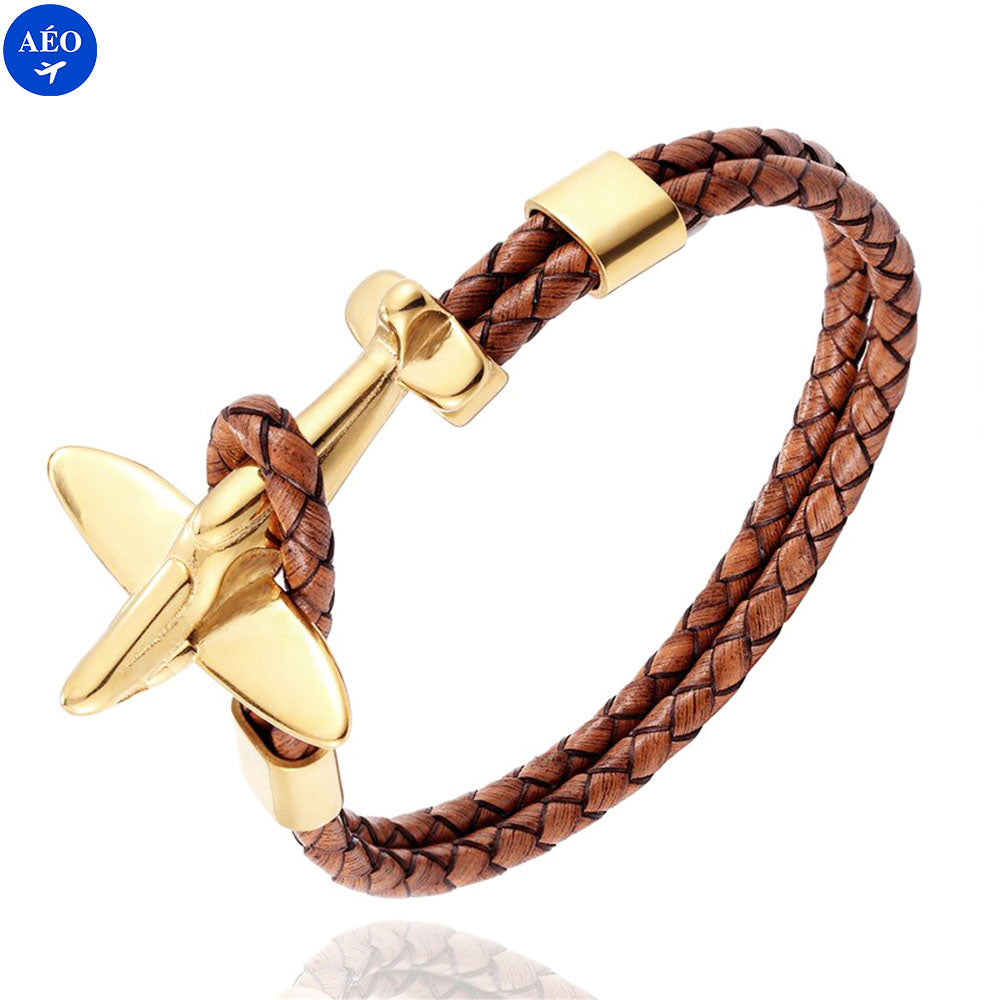 Aéo - Bracelet Avion Rétro En Cuir