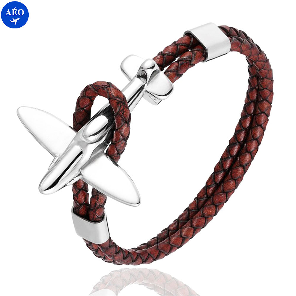 Aéo - Bracelet Avion Rétro En Cuir