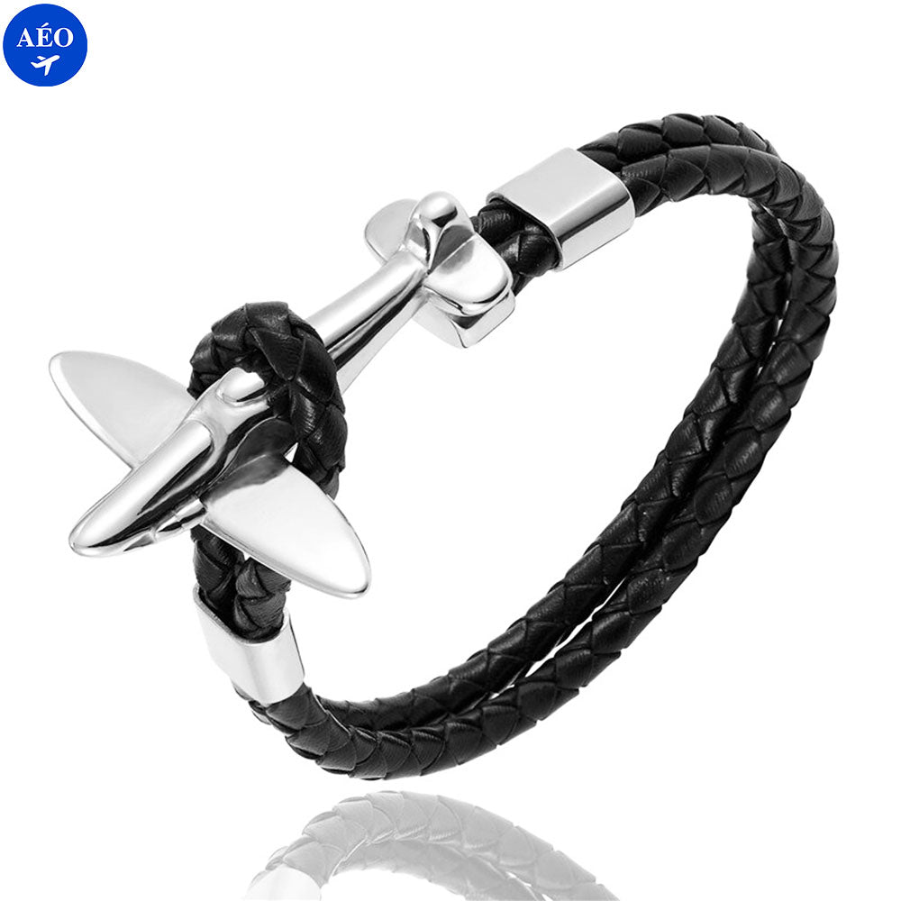 Aéo - Bracelet Avion Rétro En Cuir