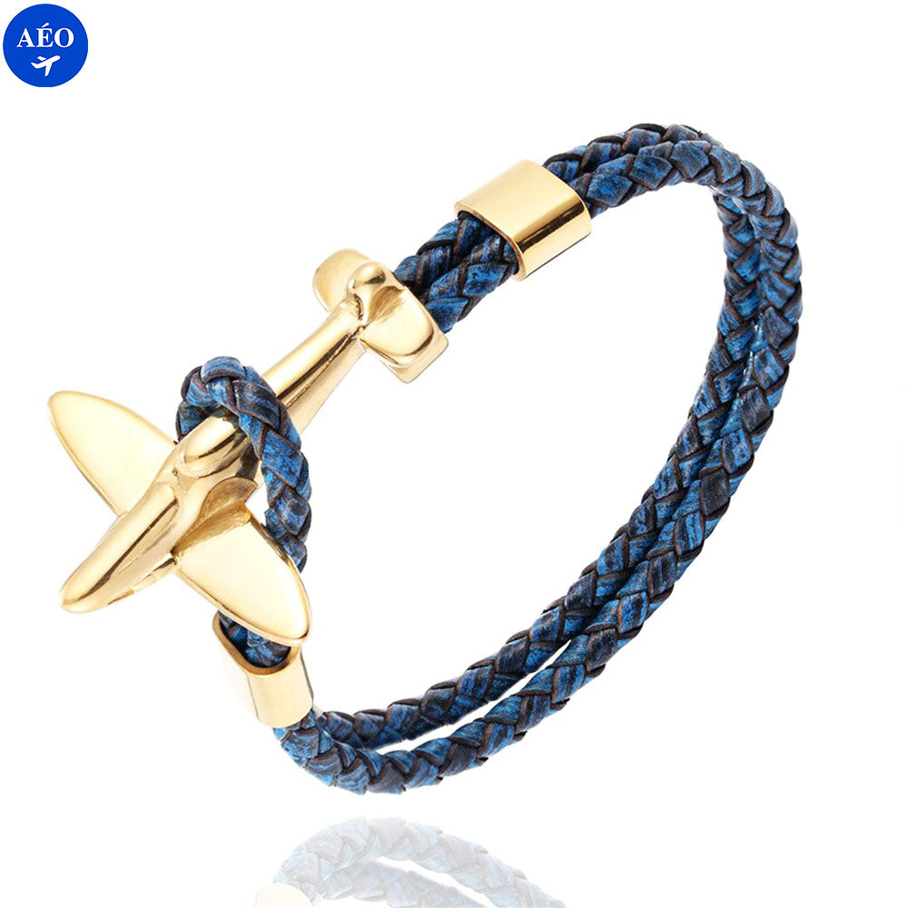 Aéo - Bracelet Avion Rétro En Cuir