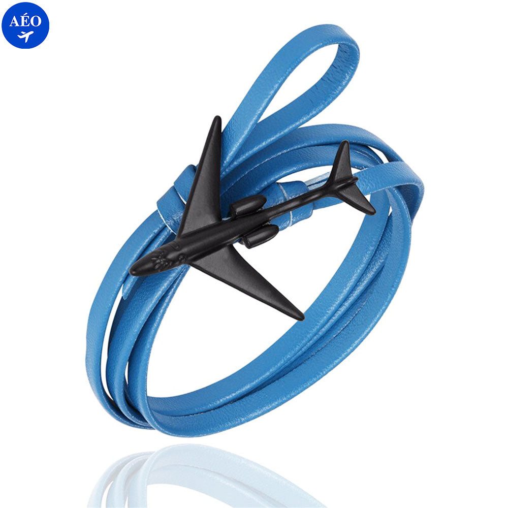 Aéo - Bracelet Avion En Cuir Multicouches