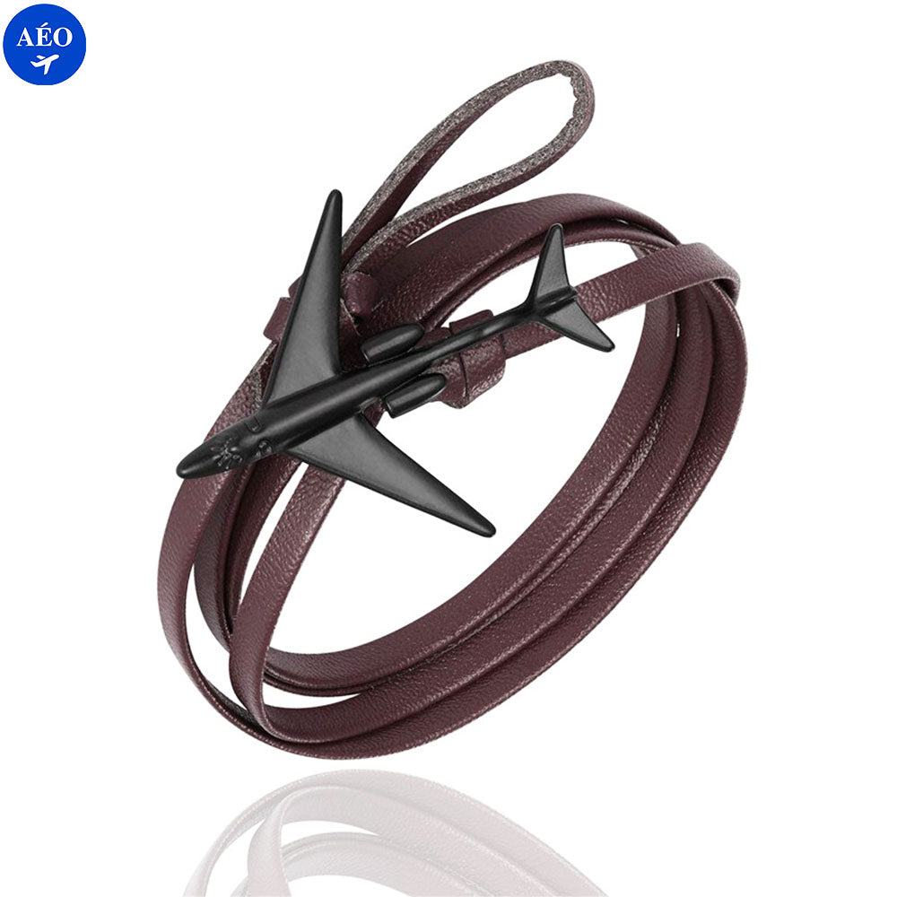 Aéo - Bracelet Avion En Cuir Multicouches