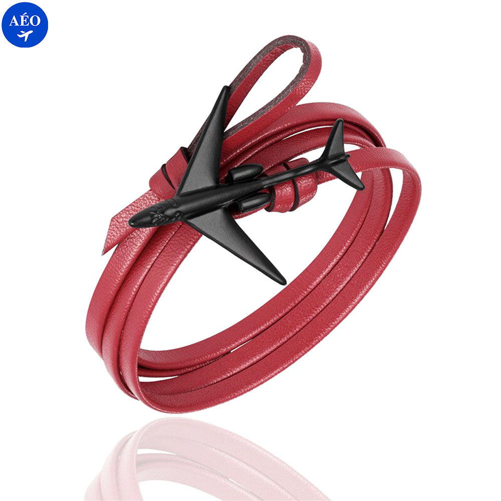 Aéo - Bracelet Avion En Cuir Multicouches