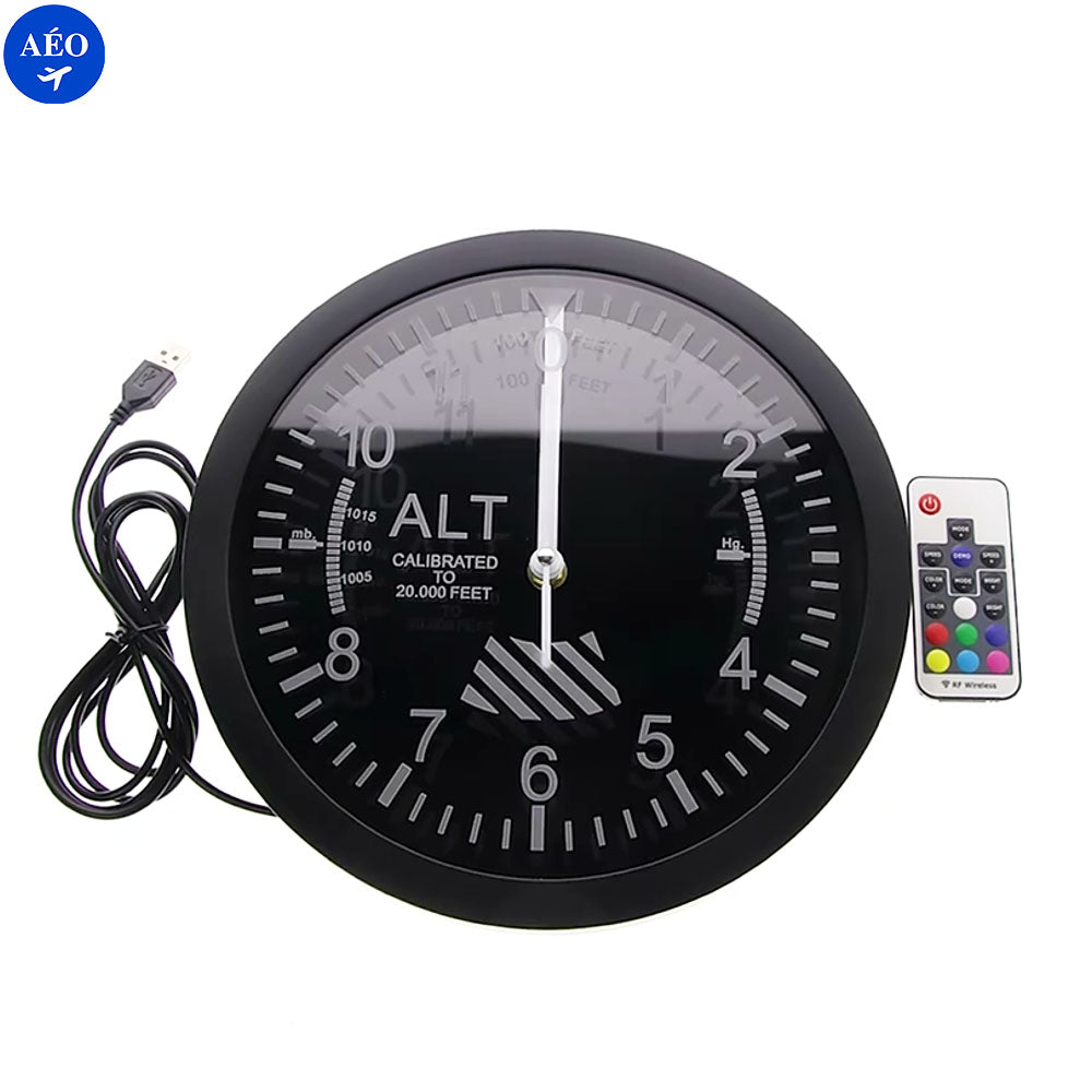 Aéo - Horloge Murale Altimètre Néon à LED