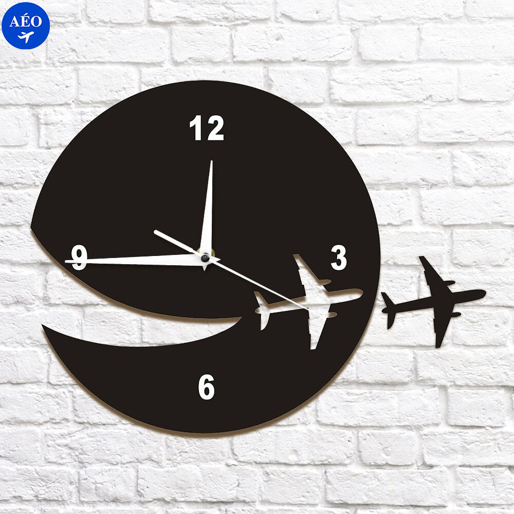 Aéo - Horloge Avion Noir & Blanc