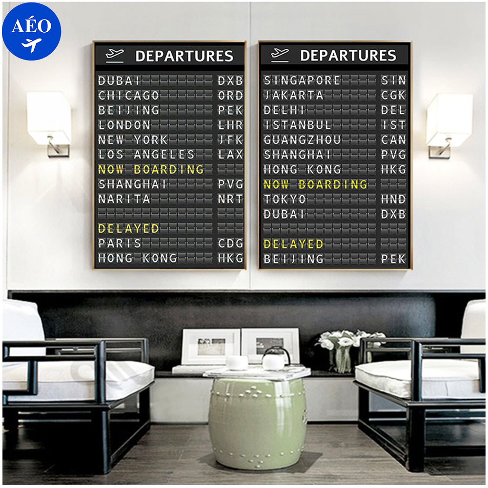 affiche design terminal aéroport départs