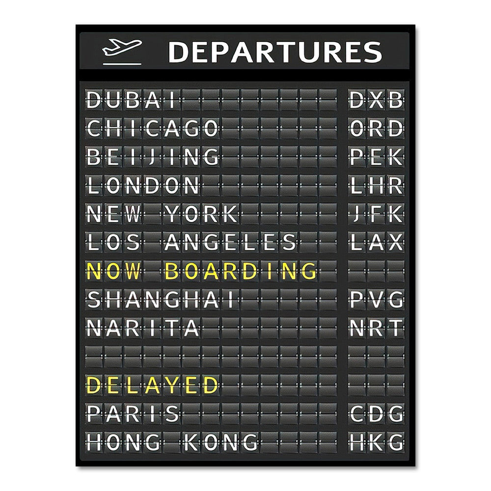 affiche murale departures style aéroport
