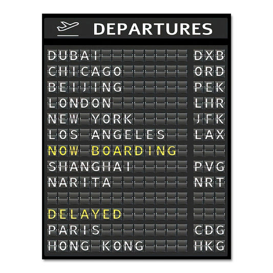 affiche murale departures style aéroport